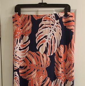 Tommy Bahama Coral Pink and Navy Maxi Skirt size L